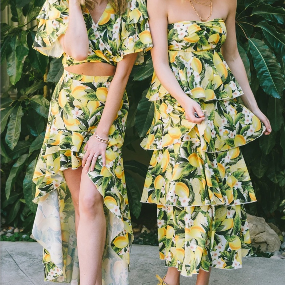 NWT Show Me Your Mumu Savannah Ruffle Dress in Citrus Stretch - Small